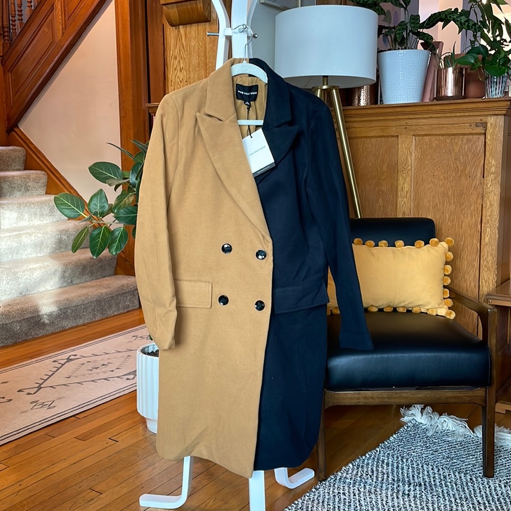 Who What Wear two-toned pea coat